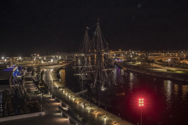 Galleon moored at the harbour Night shot