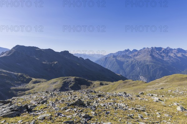 Landscape panorama, summit cross, Brennkogel, hiker, GroÃŸglockner, Pinzgau