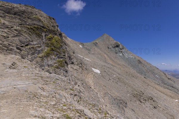 Landscape panorama, summit cross, Brennkogel, hiker, GroÃŸglockner, Pinzgau
