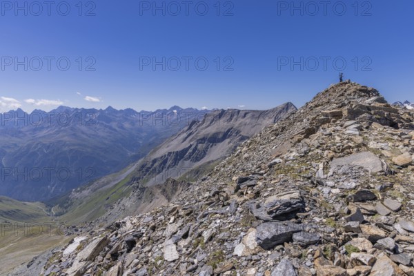 Landscape panorama, summit cross, Brennkogel, hiker, GroÃŸglockner, Pinzgau