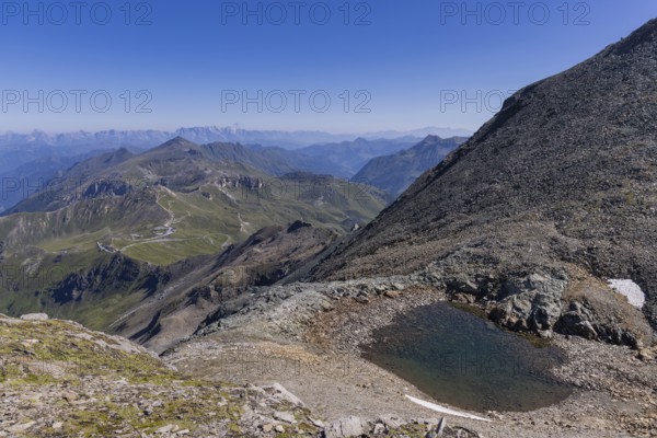 Landscape panorama, summit cross, Brennkogel, mountain lake, GroÃŸglockner, Pinzgau