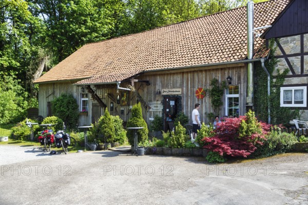 CafÃ© in a country inn, historic watermill, LÃ¼gde, Weserbergland, North Rhine-Westphalia, Germany