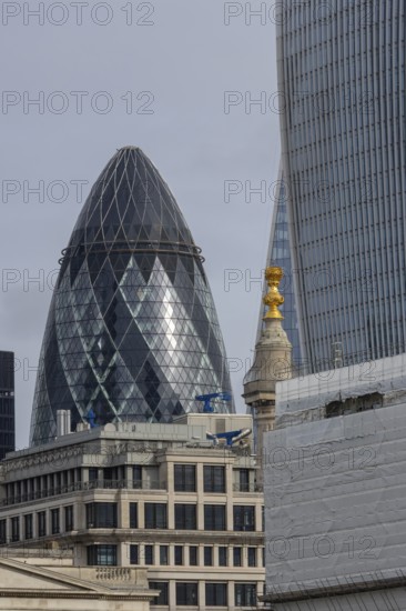 The Gherkin skyscraper building, City of London, England, United Kingdom