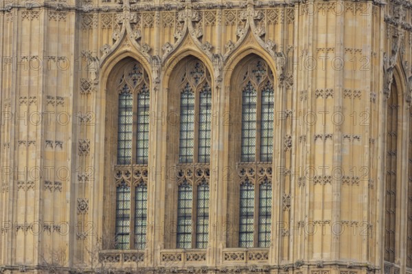 Close up of the Palace of Westminster or Houses of Parliment, City of London, England, United Kingdom