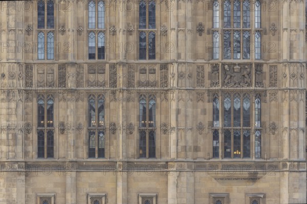 Close up of the Palace of Westminster or Houses of Parliment, City of London, England, United Kingdom
