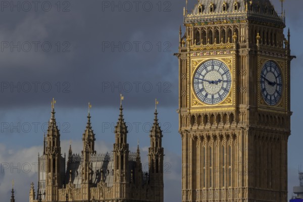Big Ben or The Elizabeth Tower clock tower of the Palace of Westminster or Houses of Parliment, City of London, England, United Kingdom