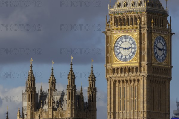 Big Ben or The Elizabeth Tower clock tower of the Palace of Westminster or Houses of Parliment, City of London, England, United Kingdom