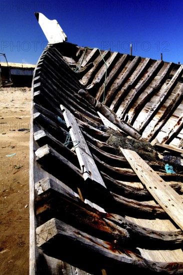 Struts on the inner wall of a dhow (detail), Luz, Oman