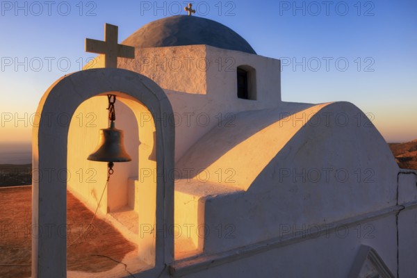 The cupola of the church Agios Ioannis Theologos at sunrise, Serifos, Cyclades Islands, Greece