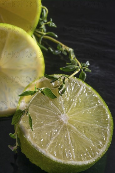Lime slices with green decoration