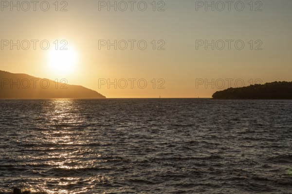 Sunset over the sea at sunset, near Starigrad, Dalmatia, Croatia