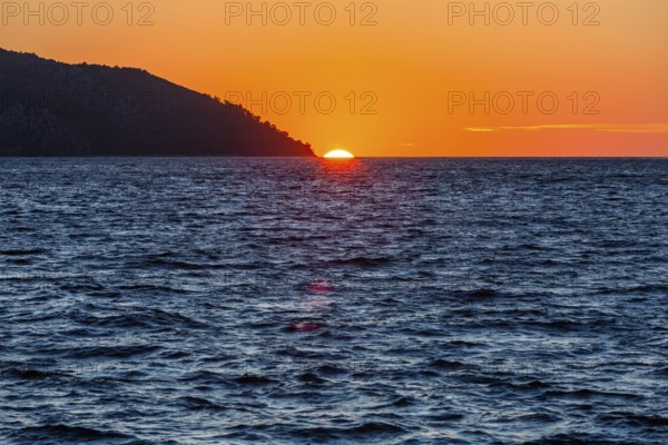 Sunset over the sea at sunset, near Starigrad, Dalmatia, Croatia
