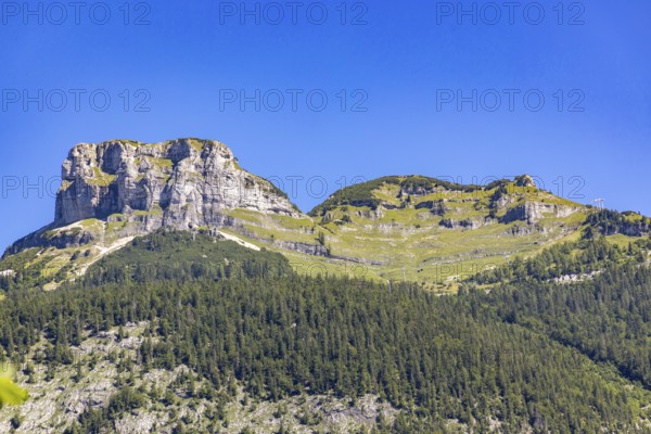 Majestic mountain formation under a clear blue sky, Loser, Altaussee, Styria, Austria