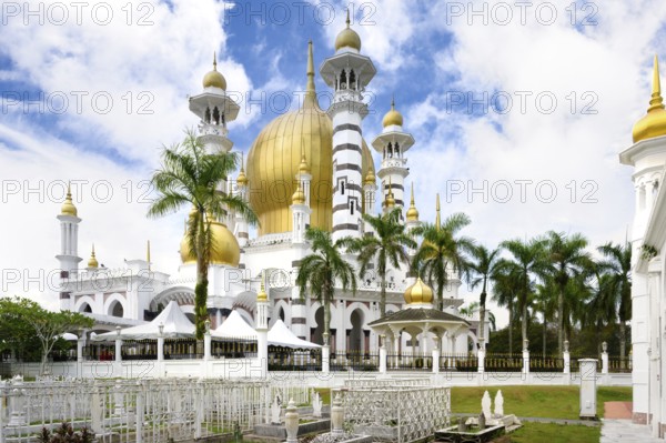Ubudiah Mosque with golden dome in Moorish style, Kuala Kangsar, Perak state, Malaysia