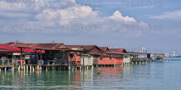 Stilts houses in front of Tan jetty, George Town, Penang, Malaysia