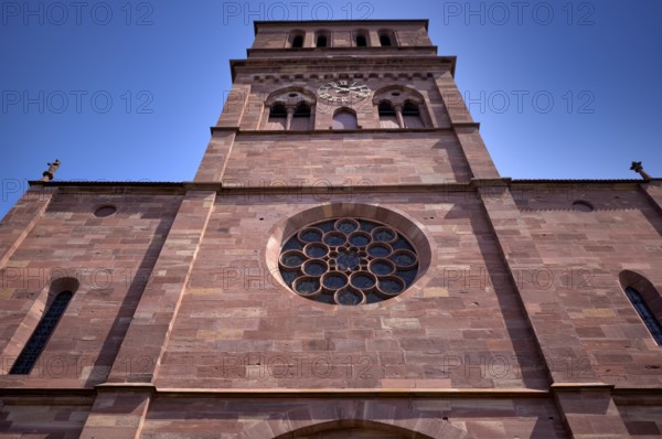 West façade, rose window, Lutheran Church of St Thomas, Protestant Church Église Saint-Thomas de Strasbourg, Strasbourg, Strasbourg, Old Town, Bas-Rhin, Grand Est, Alsace, France