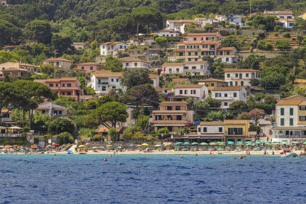 The village of Sant' Andrea with beach, Elba Island, Tuscan Archipelago National Park, Tuscany, Italy