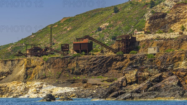 Ruins of a former iron ore mine at Punta Calamita, Elba Island, Tuscan Archipelago National Park, Tuscany, Italy