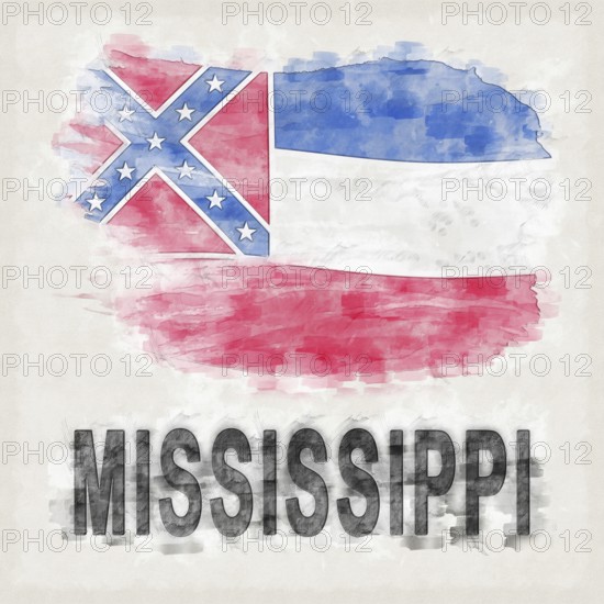 Mississippi National Colors with Country Name Background
