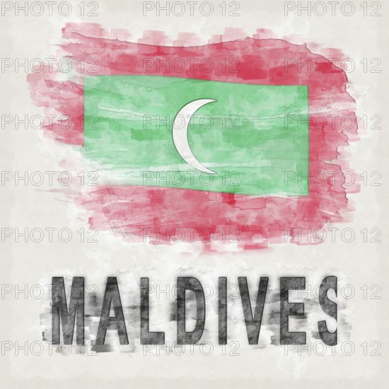 Maldives National Colors with Country Name Background