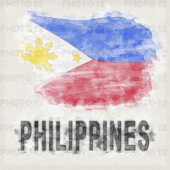 Philippines National Colors with Country Name Background