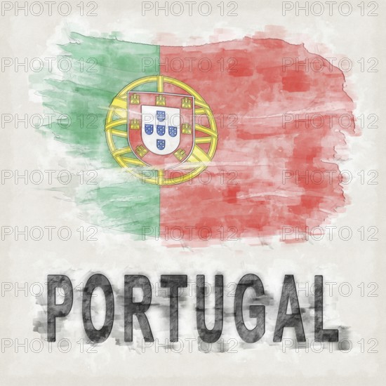 Portugal National Colors with Country Name Background