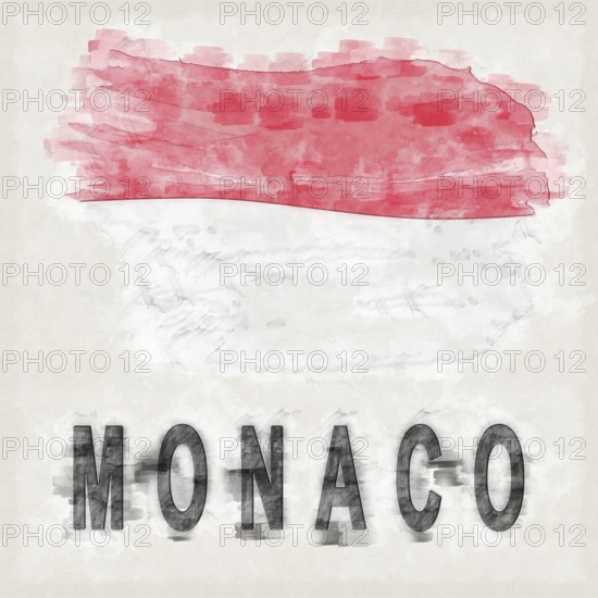 Monaco National Colors with Country Name Background