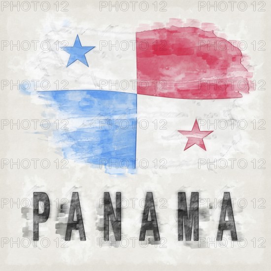 Panama National Colors with Country Name Background