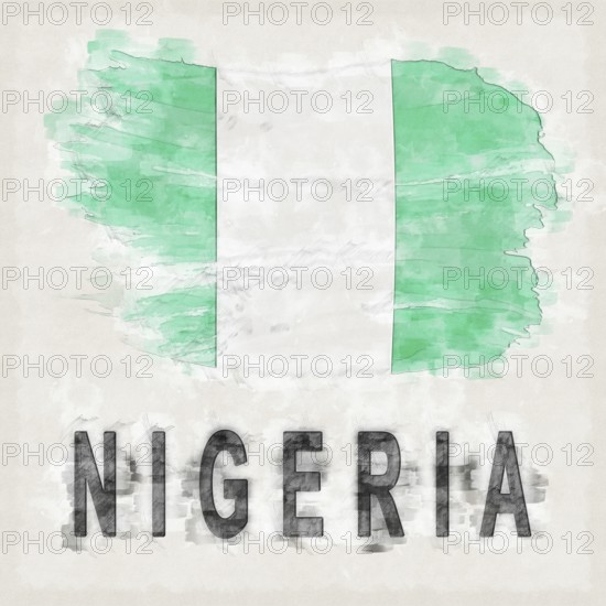 Nigeria National Colors with Country Name Background
