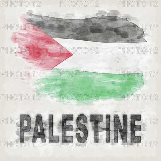Palestine National Colors with Country Name Background