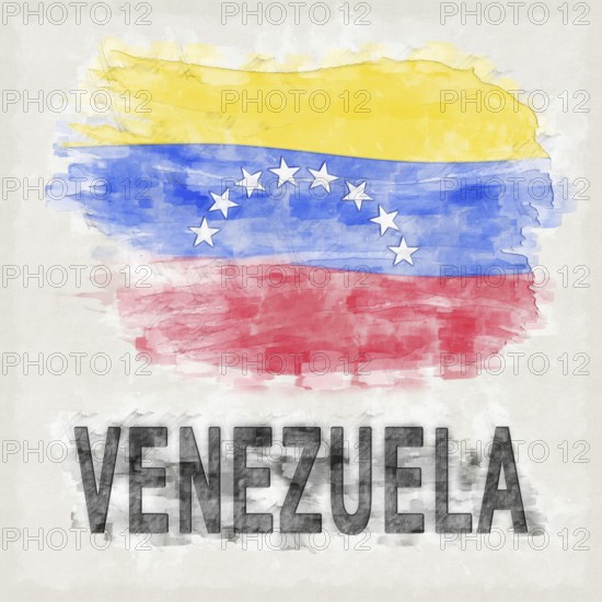 Venezuela National Colors with Country Name Background