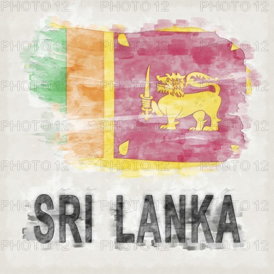 Sri Lanka National Colors with Country Name Background
