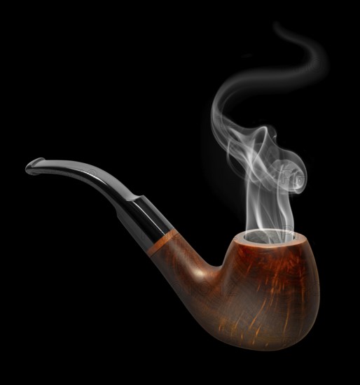 Smoking tobacco pipe made of briar wood in black back
