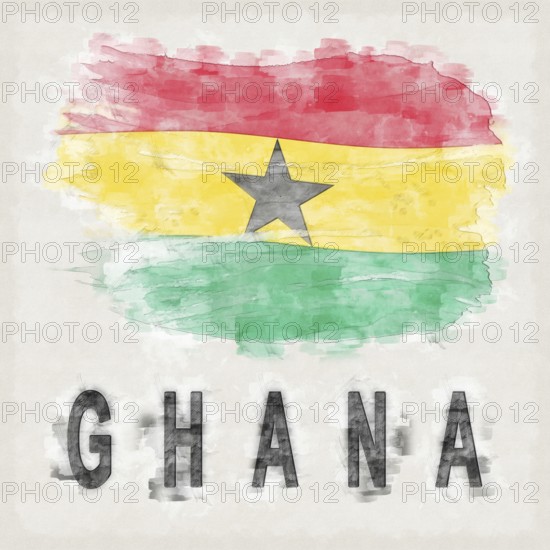Ghana National Colors with Country Name Background