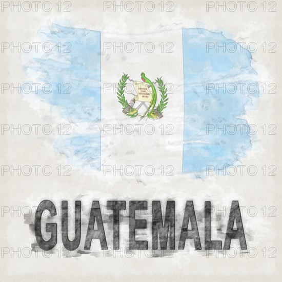 Guatemala National Colors with Country Name Background
