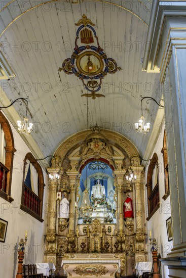 Altar and interior of an old baroque church in the historic city of Ouro Preto in Minas Gerais, Ouro Preto, Minas Gerais, Brazil