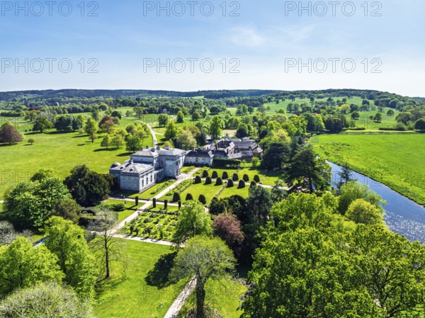 Shugborough Estate from a drone, Great Haywood, Staffordshire, England, United Kingdom