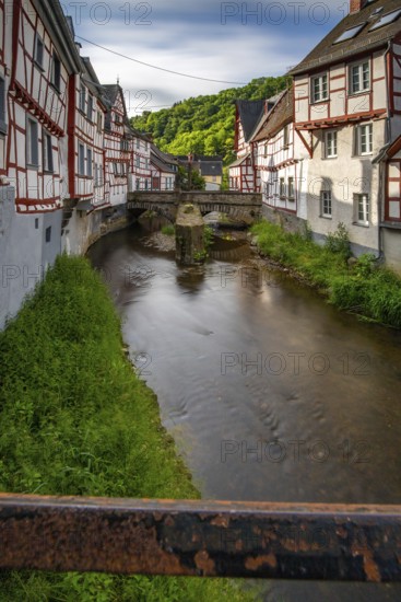 A historic half-timbered village in the morning. Beautiful light in Monreal im Elztal, Mayen-Koblenz district, Rhineland-Palatinate, Germany