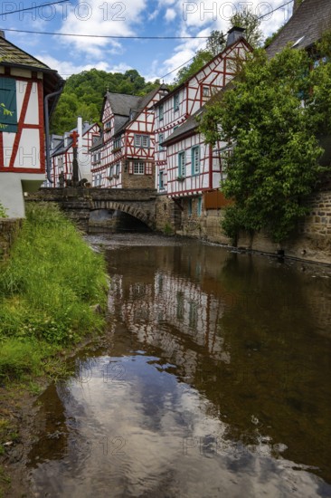 A historic half-timbered village in the morning. Beautiful light in Monreal im Elztal, Mayen-Koblenz district, Rhineland-Palatinate, Germany