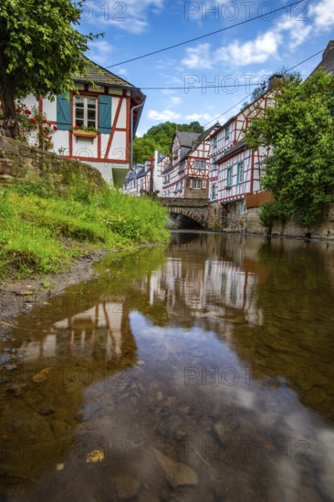 A historic half-timbered village in the morning. Beautiful light in Monreal im Elztal, Mayen-Koblenz district, Rhineland-Palatinate, Germany
