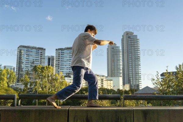 Discipline and precision in a solo outdoor workout
