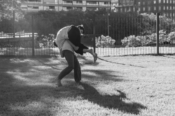 An outdoor Jiu Jitsu practice session with friends
