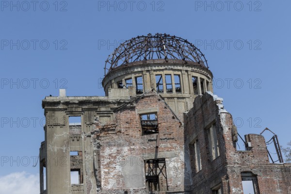 Atomic Bomb Dome, ruins of the former Chamber of Commerce and Industry building, detailed view, landmark, UNESCO World Heritage Site, peace memorial and memorial to the victims of the atomic bombing of Hiroshima in the Peace Park, Naka Ward, Hiroshima, Japan