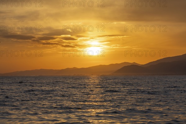 Sunset on the Aegean coast. Ören, Balikesir, Turkey