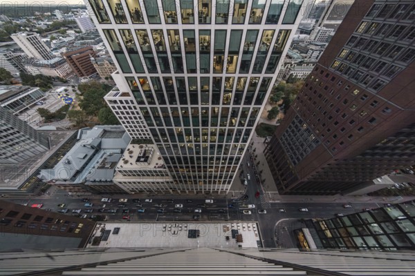 High-rise canyons in the banking district. Frankfurt am Main, Hesse, Germany