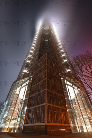 Messeturm fogged in. Messeturm, Frankfurt am Main, Hesse, Germany