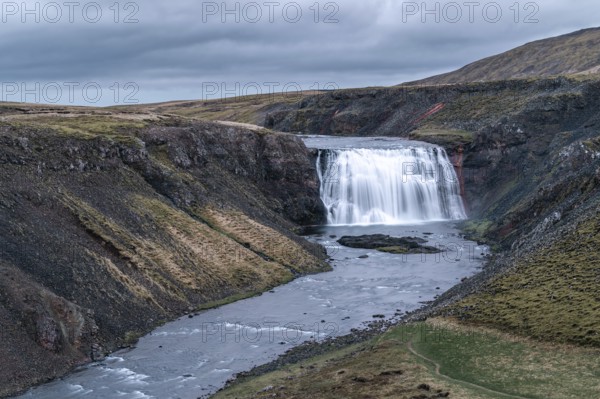 Game of Thrones original film set. When the dragon devoured a goat. Thorufoss waterfall, Golden Cirlce, Thingvellir, Iceland