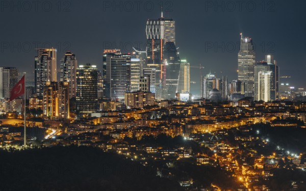 Levent, Istanbul's financial district shines in modern skyline splendour. Levent, Istanbul -Turkey