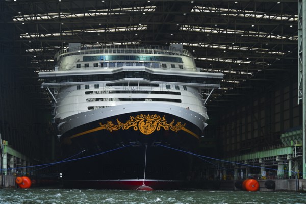 Disney Adventure cruise ship, shipyard hall, Wismar