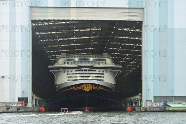 Disney Adventure cruise ship, shipyard hall, Wismar